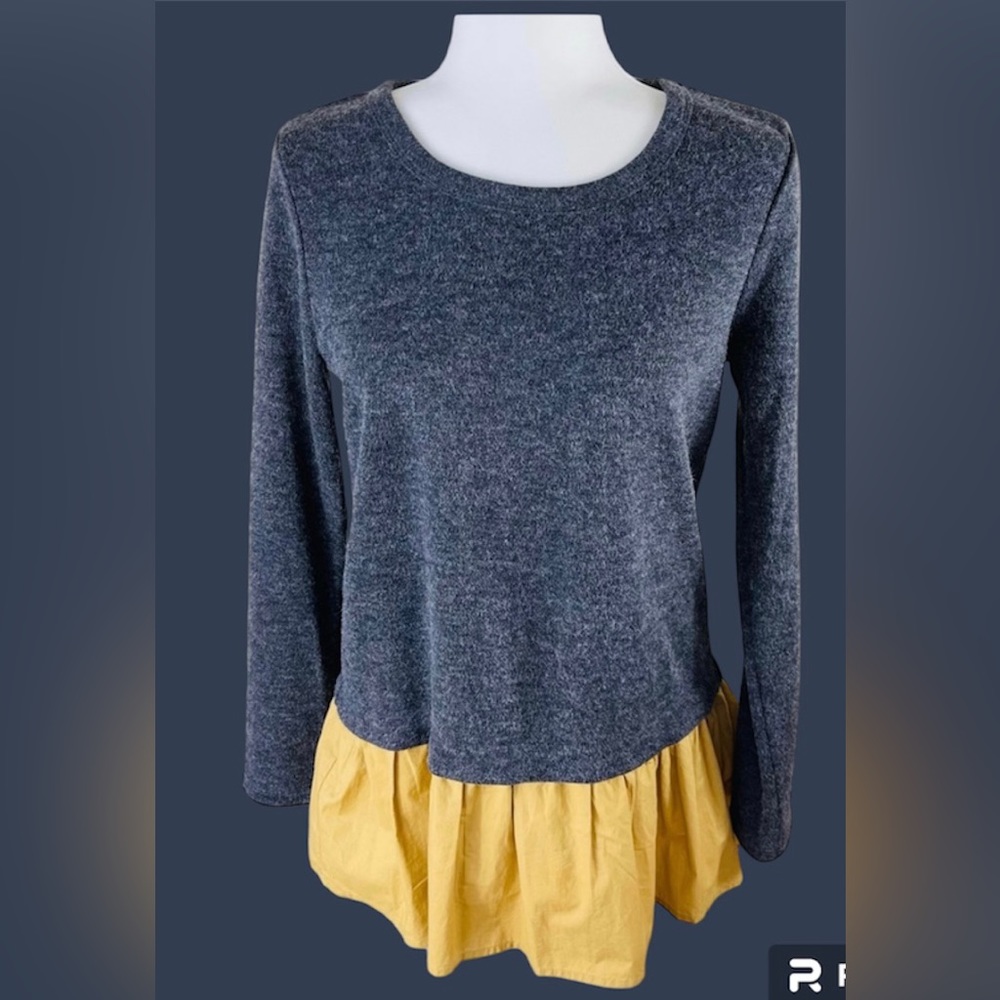 THML Gray and Yellow Ruffle Tiered Back Sweater Size S - Picture 14 of 14